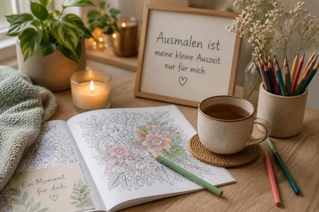 Ausmalen für Erwachsene als kreative Auszeit mit Malbuch und Buntstiften