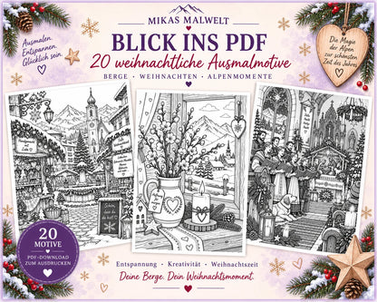 Blick ins PDF Alpenliebe Weihnachtszauber – winterliche Ausmalmotive