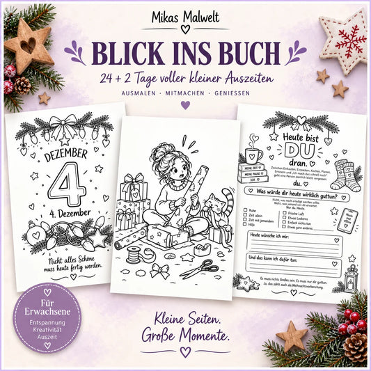 Weihnachtsleichtigkeit – Adventskalender zum Ausmalen und Mitmachen von Mikas Malwelt