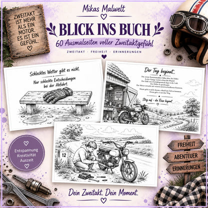 Blick ins Buch Zweitaktträume – Malbuch für Zweitaktliebhaber mit 60 Ausmalseiten